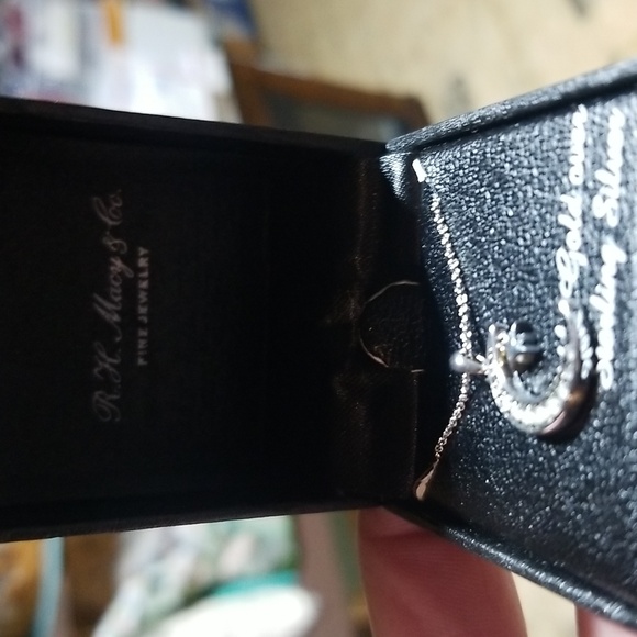 Macy's 14k gold over sterling silver and diamond moon and star necklace - Picture 6 of 10